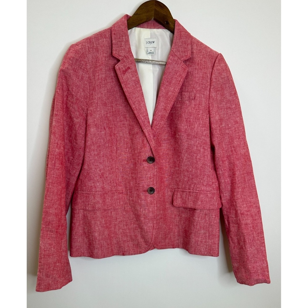 J.Crew Schoolboy Blazer Jacket Linen Blend Pink Rose Heather Women's Size 10 - Picture 11 of 11